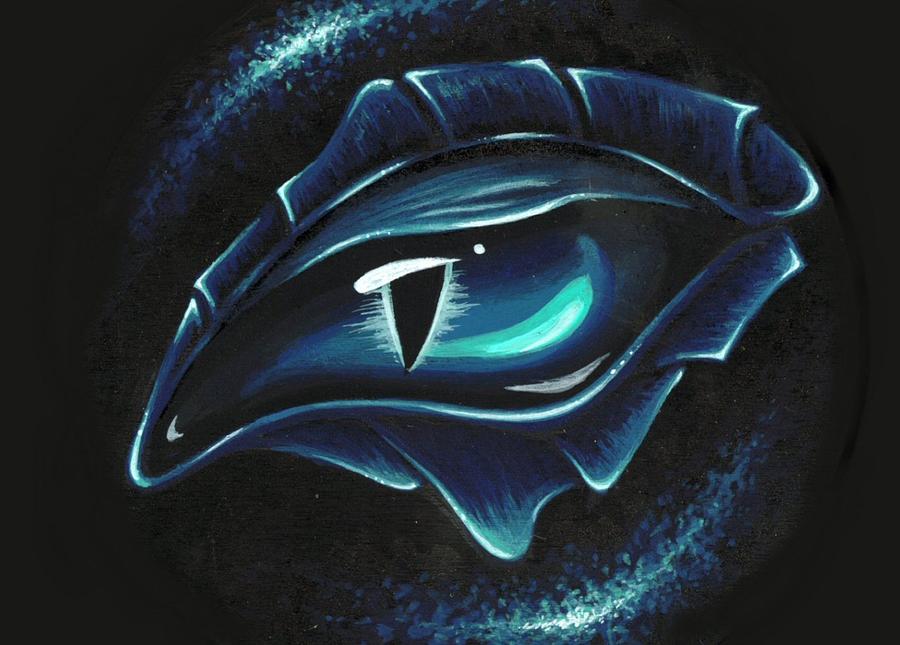 900x645 Eye Of Blue Marine Painting By Elaina Wagner - Blue Dragon Painting