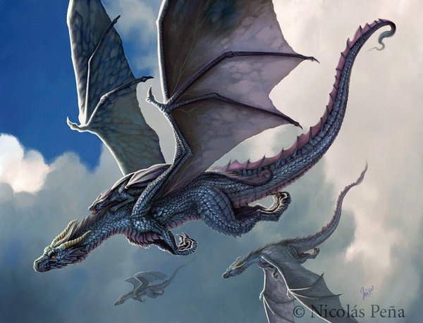 600x459 Inspiration 50 Digital Dragon Paintings - Blue Dragon Painting