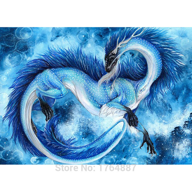 640x640 Needlework Diy Diamond Painting Cross Stitch Blue Dragon Diamond - Blue Dragon Painting