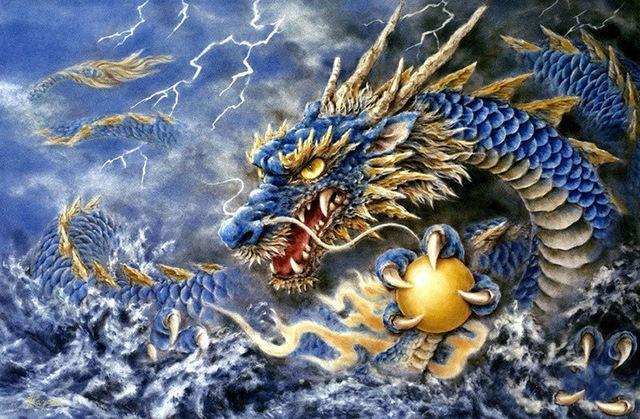 640x419 Blue Dragon - Blue Dragon Painting