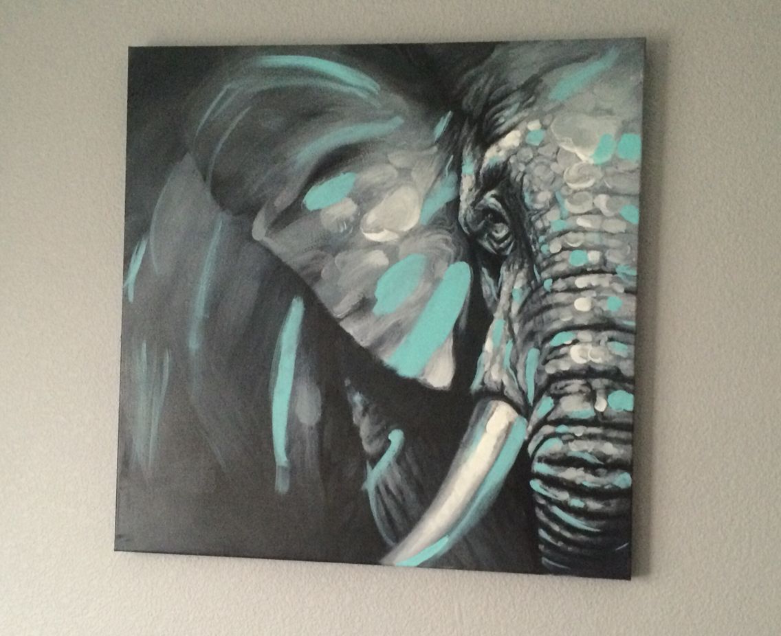 1136x926 Just Painted A Grey, White And Tiffany Blue Elephant For His - Blue Elephant Painting