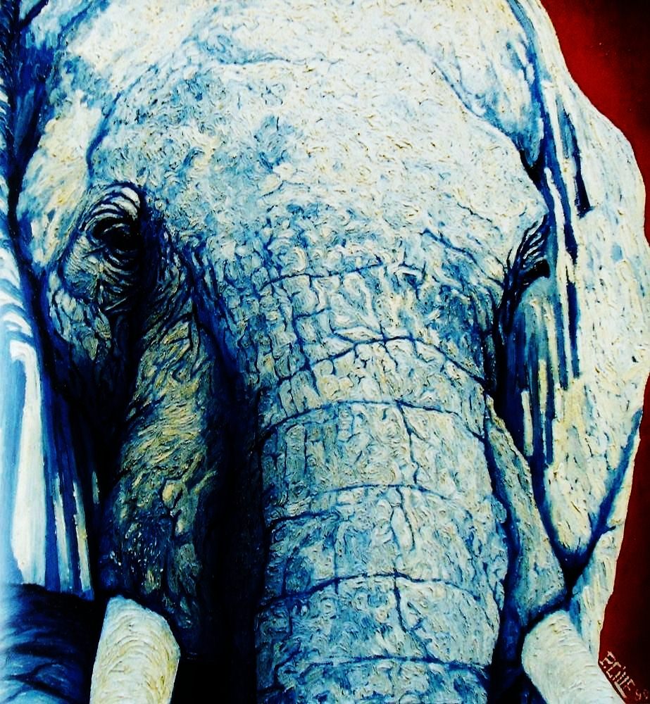 923x1000 Pierre Gille - Blue Elephant Painting