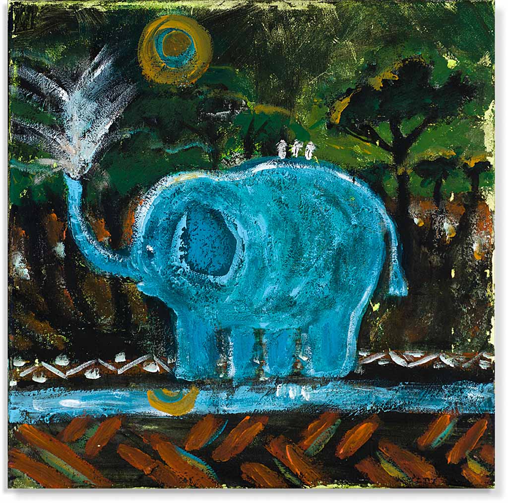 1024x1012 Blue Elephant - Blue Elephant Painting
