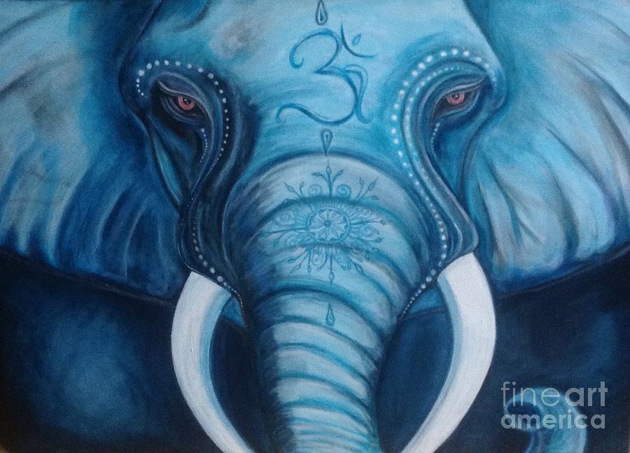 900x647 The Blue Elephant Painting By Sarah Rosenthal - Blue Elephant Painting