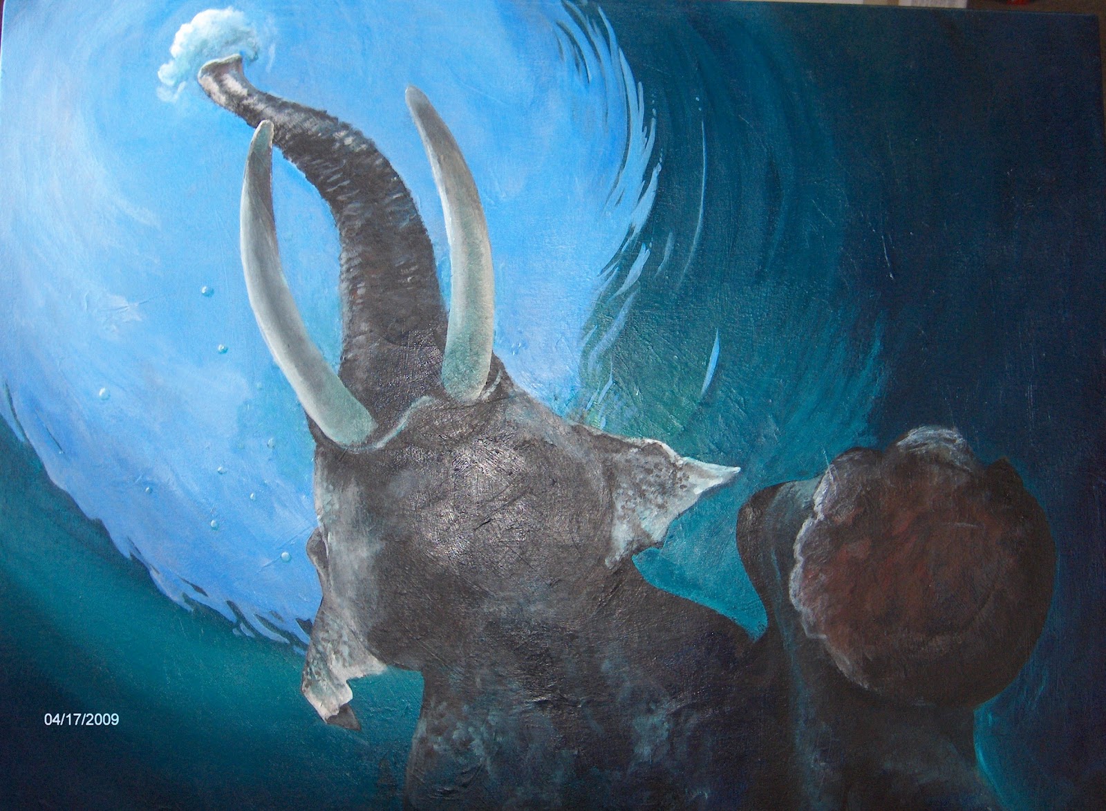 1600x1173 Tracie Broughton Elephant Paintings - Blue Elephant Painting