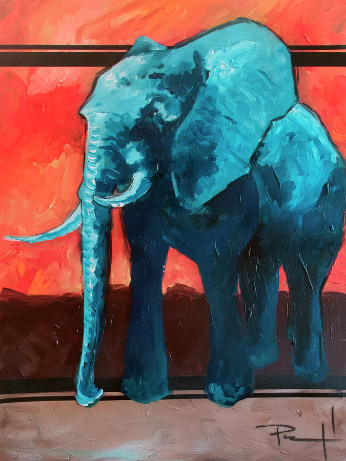 675x900 Blue Elephant Painting By Sean Parnell - Blue Elephant Painting