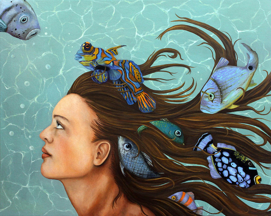 900x717 Blue Fish Painting By Leah Saulnier The Painting Maniac - Blue Fish Painting