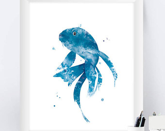 340x270 Blue Koi Painting Etsy - Blue Fish Painting