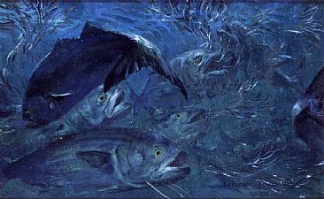 366x225 Bluefish - Blue Fish Painting
