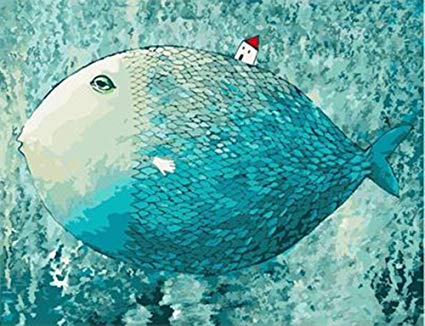 425x326 Generic Yeesam Art Diy Oil Painting By Numbers, Paint - Blue Fish Painting
