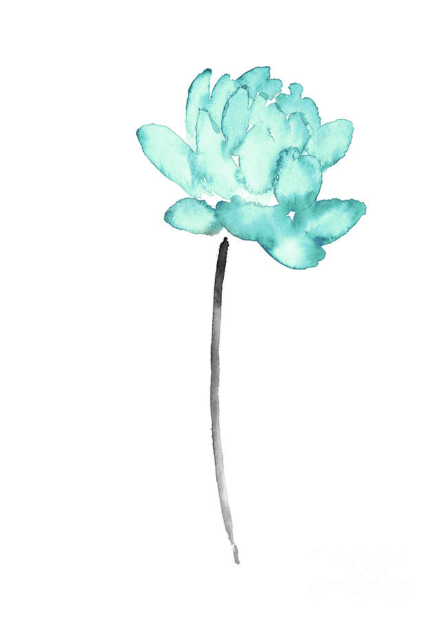 636x900 Blue Lotus Flower Watercolor Painting, Abstract Flower Art Print - Blue Floral Painting