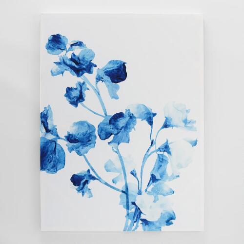 500x500 Blue Watercolor Floral Art - Blue Floral Painting