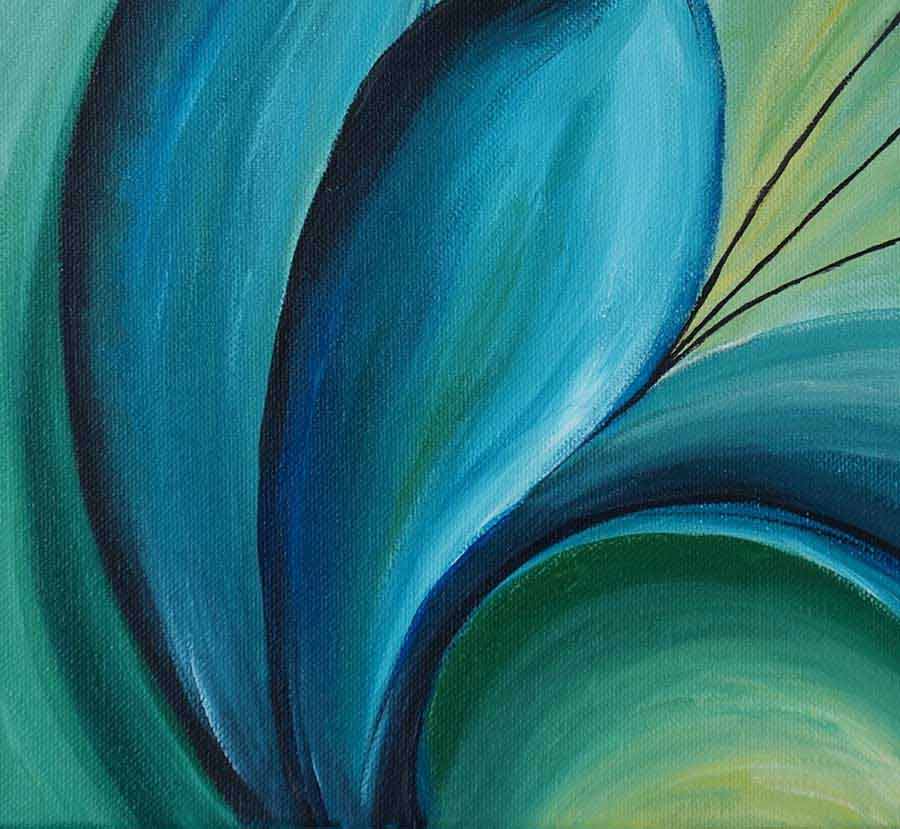 900x829 Flower Petal Painting, Original Blue Floral Painting - Blue Floral Painting