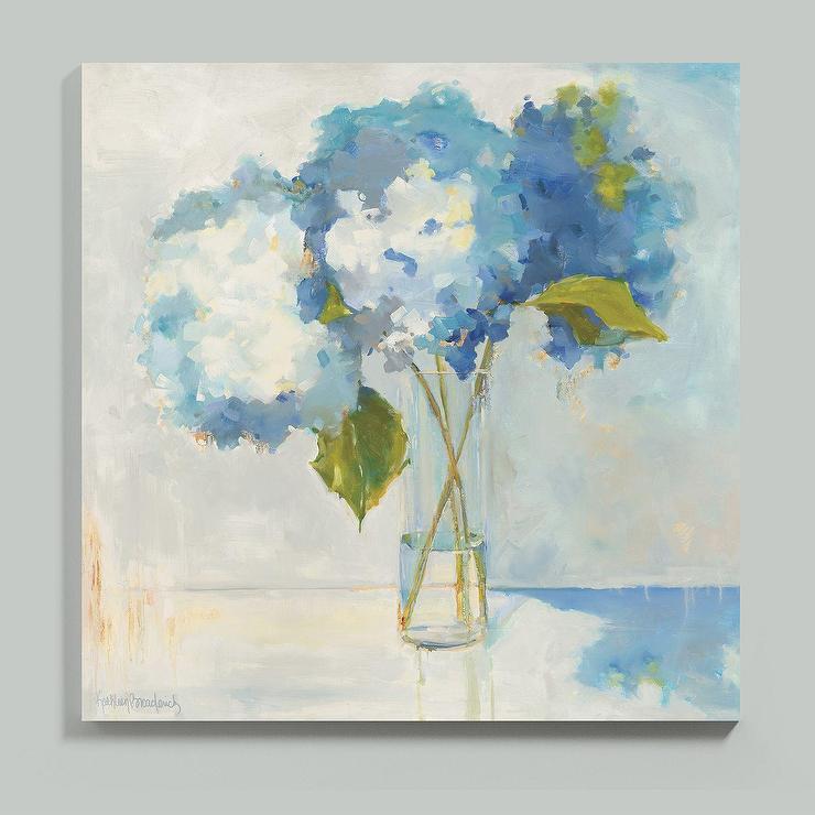 740x740 Blue Cotton Floral Watercolor Art - Blue Floral Painting