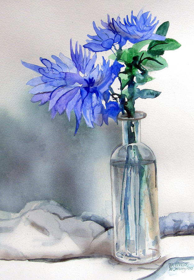 624x900 Blue Flowers Painting By Tim Johnson - Blue Flower Painting