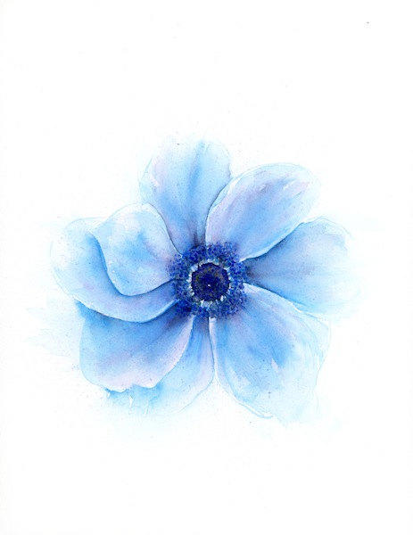 463x600 Blue Flower Watercolor Floral Print, From Srorickart On Etsy - Blue Flower Painting