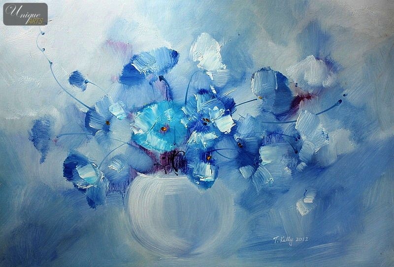 800x542 Flower Painting Blue Vase Unique Blue Flowers Painting 15 - Blue Flower Painting