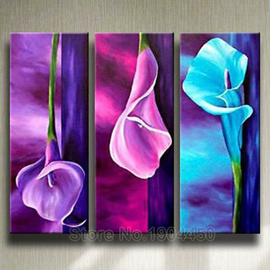 900x900 Framed Handmade Oil Painting On Canvas Purple Pink Blue Flower - Blue Flower Painting
