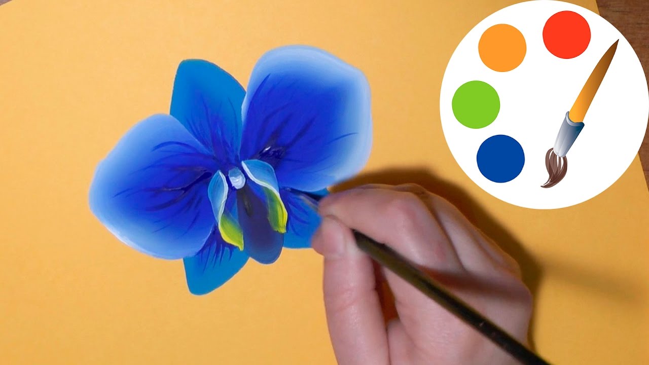 1280x720 How To Paint The Blue Orchid, Paint A Flower, Irishkalia - Blue Flower Painting