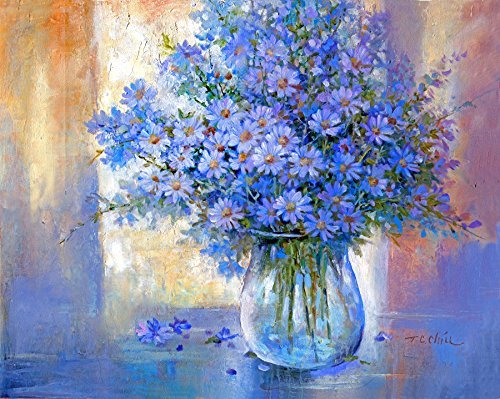 500x399 Blue Flowers (Small Size) Art Print Of Watercolor - Blue Flower Painting