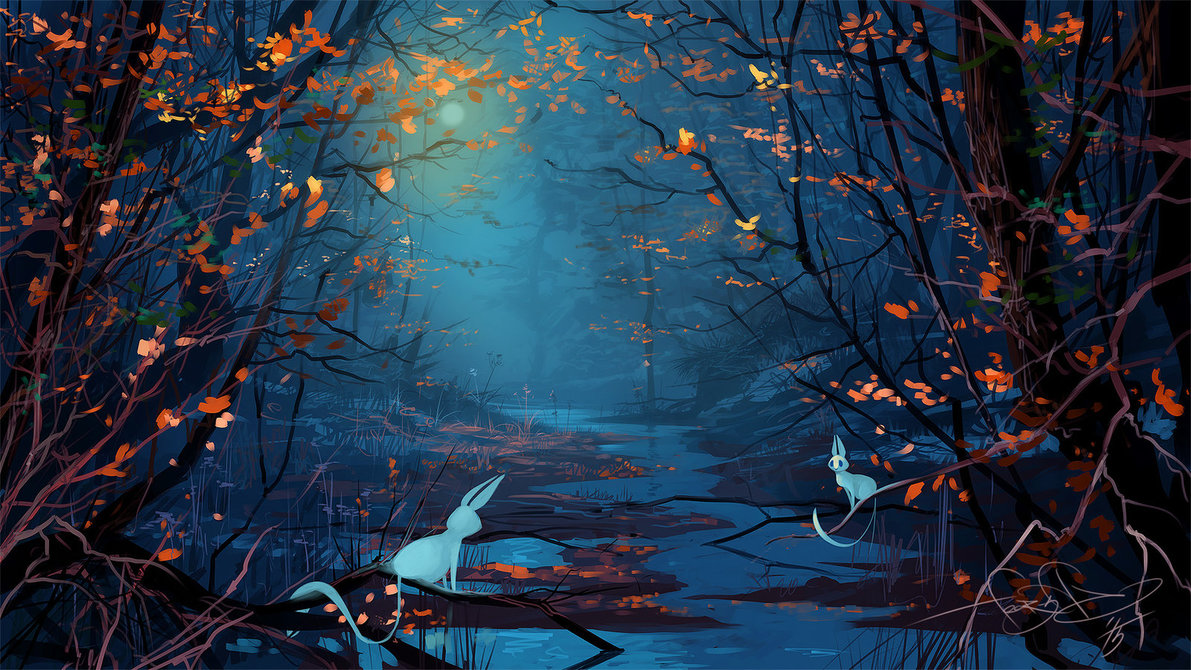 1191x670 Blue Forest By Fear Sas - Blue Forest Painting