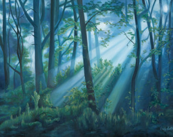 340x270 Blue Forest Painting Etsy - Blue Forest Painting