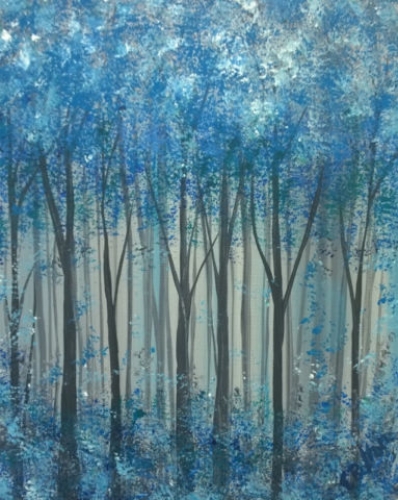 398x500 Scorez In Lehi Moody Blue Forest 81517 Paint Nite Event - Blue Forest Painting