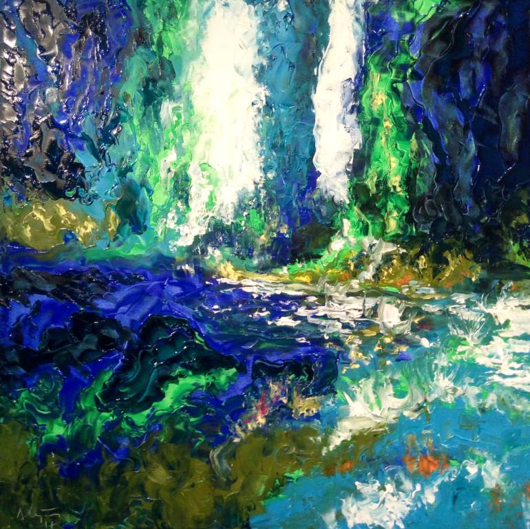 770x769 Saatchi Art Blue Forest Painting By Alejos Pop And Surreal - Blue Forest Painting