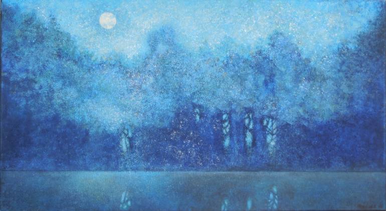770x421 Saatchi Art Twosome In The Blue Forest Painting By Elena Markova - Blue Forest Painting