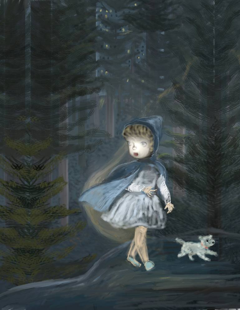 770x993 Saatchi Art Walk In The Blue Forest Painting By Catherine Denvir - Blue Forest Painting