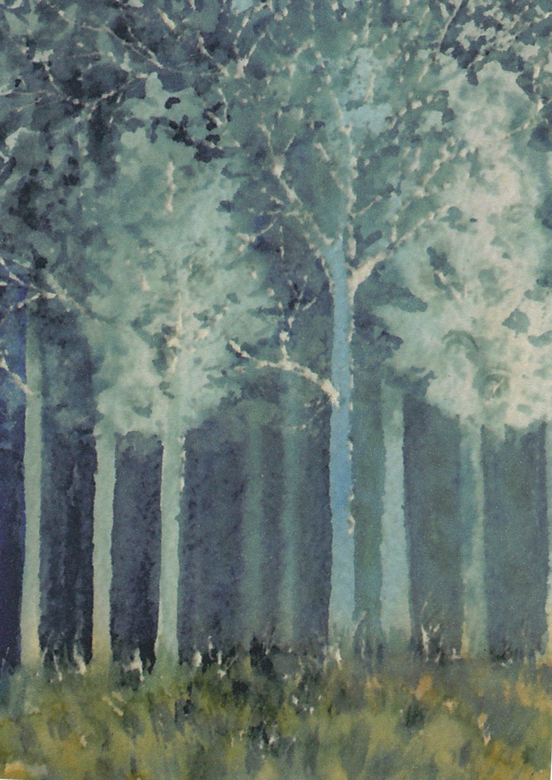 800x1130 The Blue Forest Watercolor Painting - Blue Forest Painting