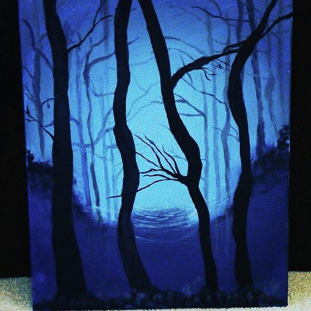 640x640 Blue Forest Painting By Fatima Geloo - Blue Forest Painting