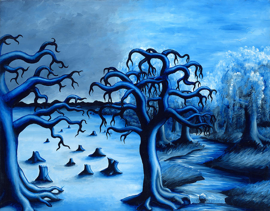 900x704 Blue Forest Painting By Jennifer Mcduffie - Blue Forest Painting