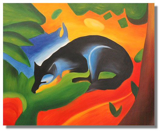 535x439 Blue Fox On The Tree Painting On Canvas - Blue Fox Painting