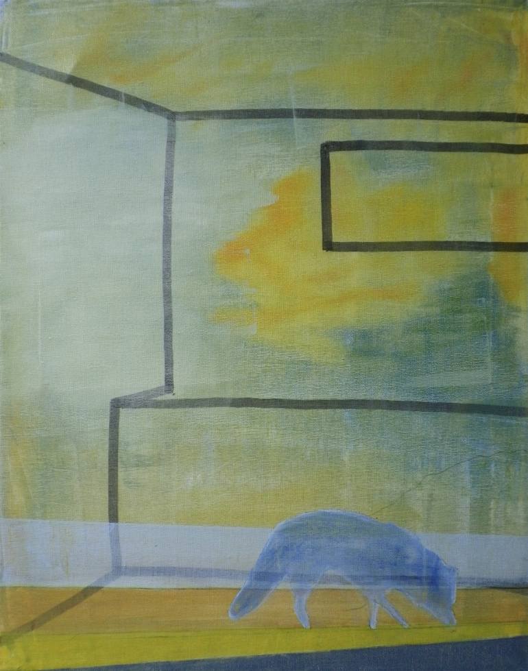 770x979 Saatchi Art Inside, Outside, Blue Fox. Painting By Tom Symonds - Blue Fox Painting