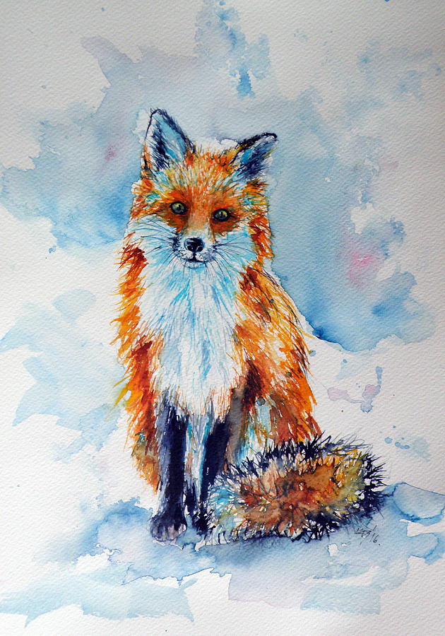 630x900 Winter Fox Paintings Fine Art America - Blue Fox Painting