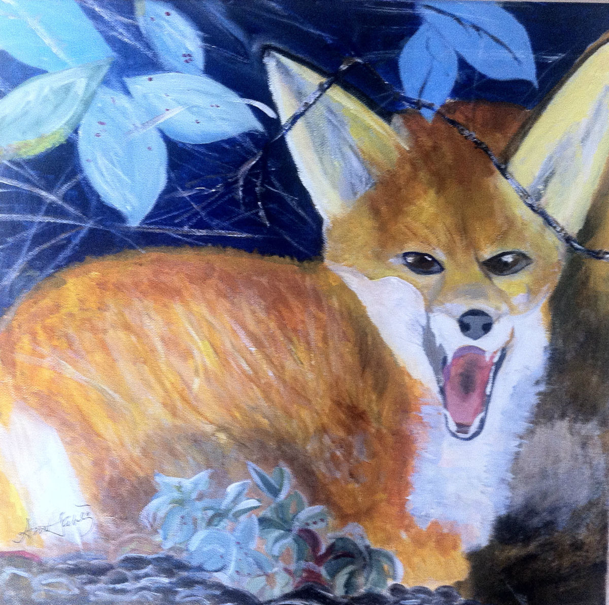1200x1192 Blue Fox (Ann Lahti) - Blue Fox Painting