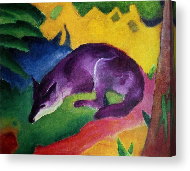 665x599 Blue Fox Acrylic Print By Franz Marc - Blue Fox Painting