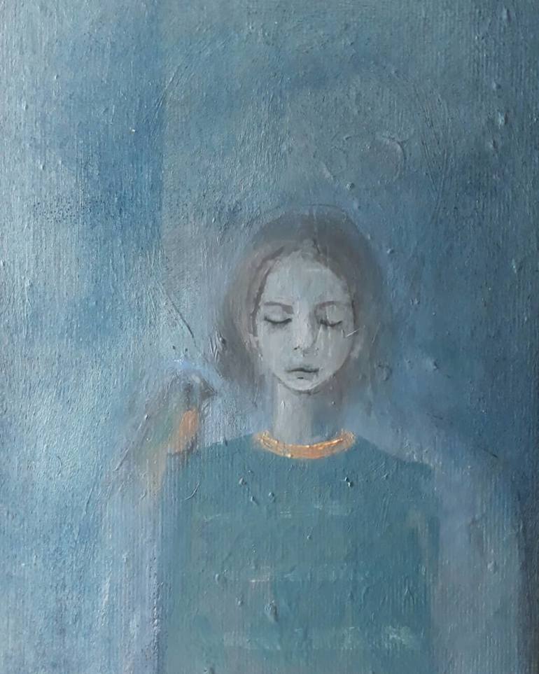 770x963 Saatchi Art Blue Girl Painting By Katarzyna Litwin - Blue Girl Painting