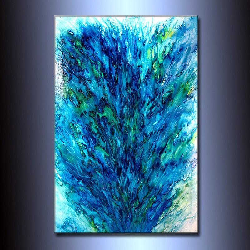 800x800 Original Modern Blue Green Abstract Painting Contemporary Fine Art - Blue Green Abstract Painting