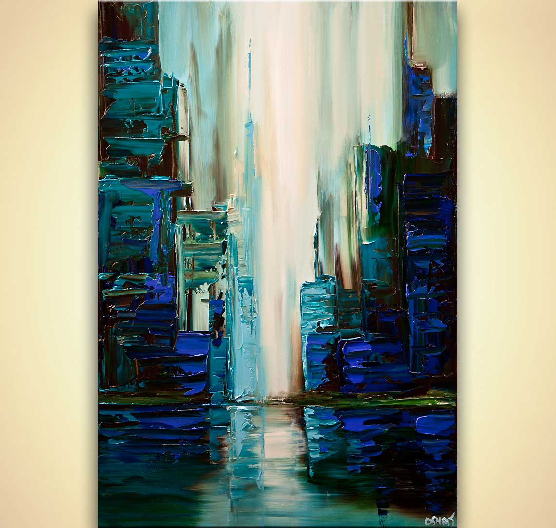 1140x1083 Painting - Blue Green Abstract Painting