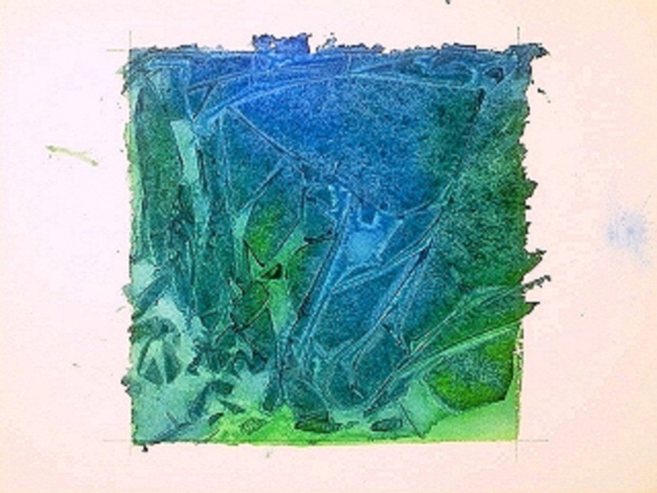 1280x960 Clever Watercolor Technique Using Plastic Wrap For Texture - Blue Green Painting