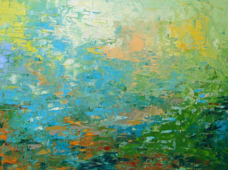 770x573 Saatchi Art Blue Green Beach ( 1185 6f) Painting By Saroja La - Blue Green Painting