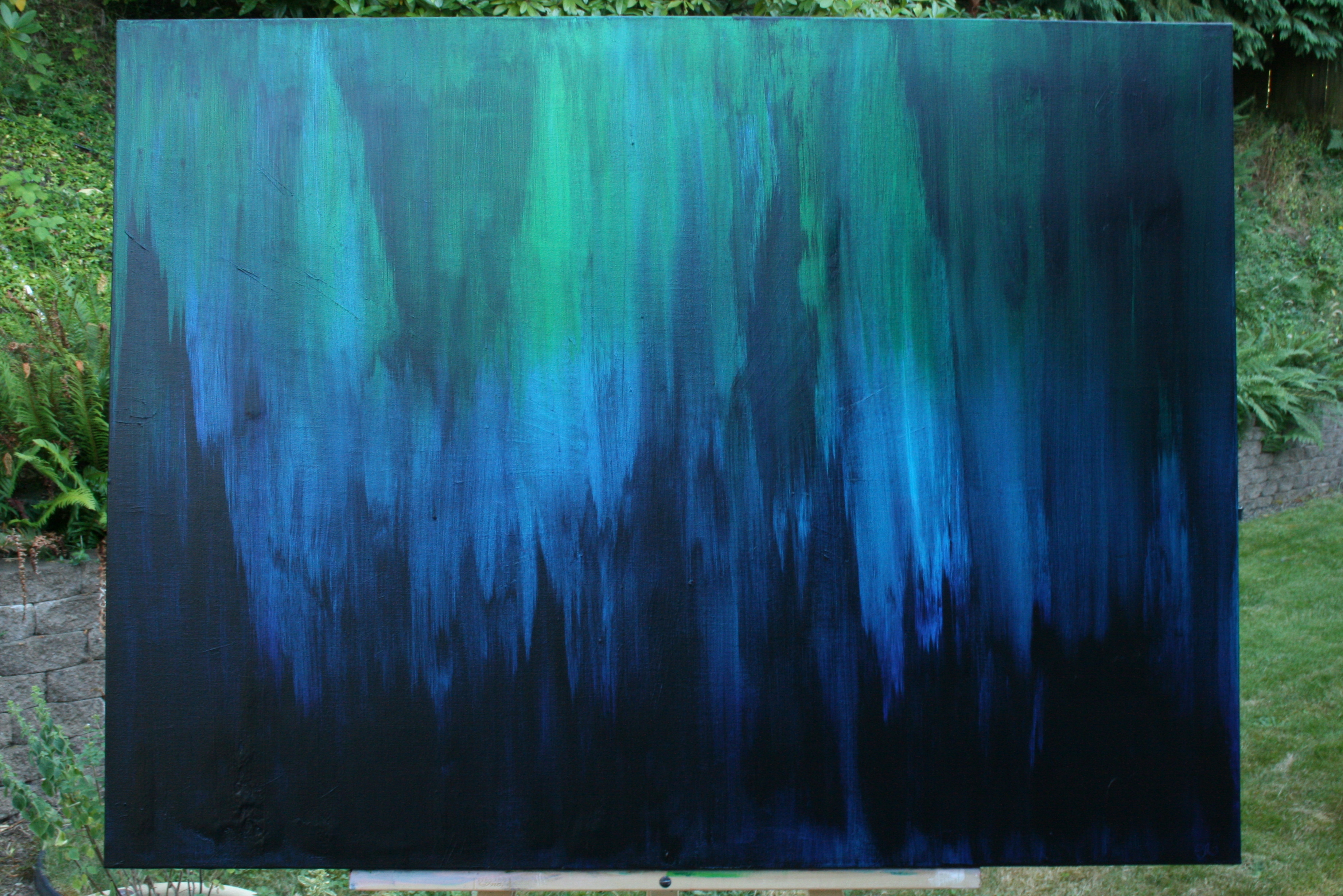 3684x2458 Abstract Resolute Woot - Blue Green Painting