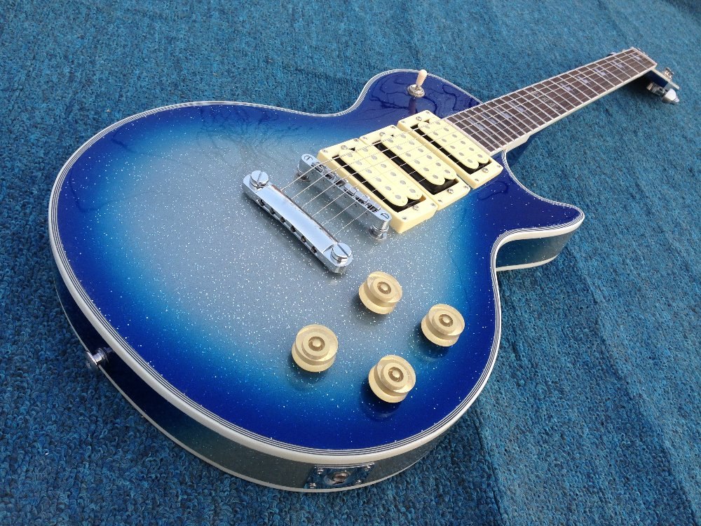 1000x750 Free Shipping Lp Ace Frehley Lp Electric Guitarulky Grain - Blue Guitar Painting