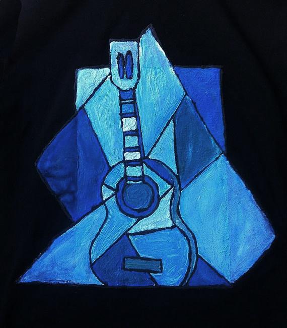 570x651 Pablo Picasso's Blue Guitar T Shirt Painting 3d Art To Wear - Blue Guitar Painting