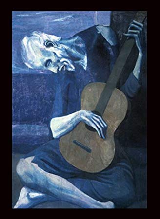 328x450 Old Guitarist By Pablo Picasso Blue Canvas Art Print - Blue Guitar Painting