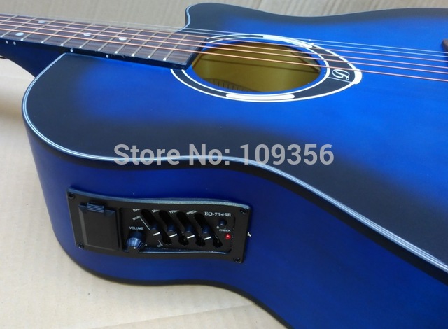 640x470 Matte Painting Blue Color Electric Acoustic Guitar 40inch - Blue Guitar Painting