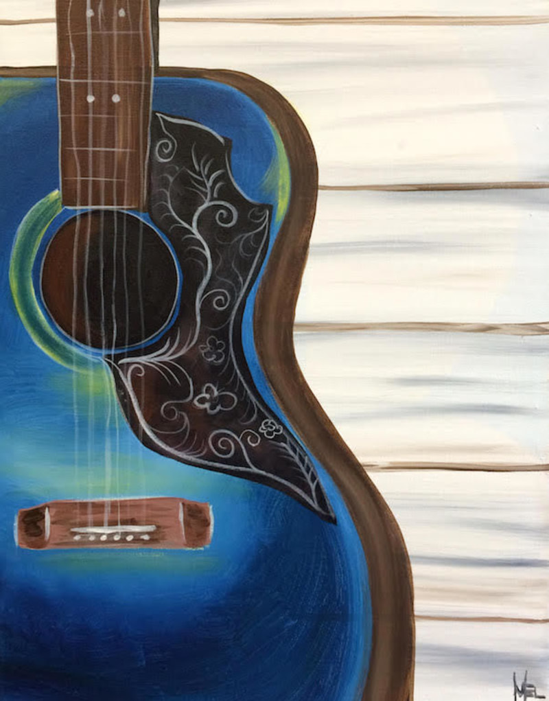 800x1021 Blue Guitar In Austin - Blue Guitar Painting