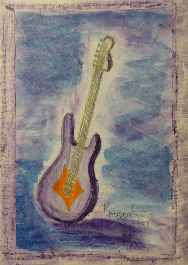 640x900 Blues Guitar Painting By Rosemary Augustine - Blue Guitar Painting